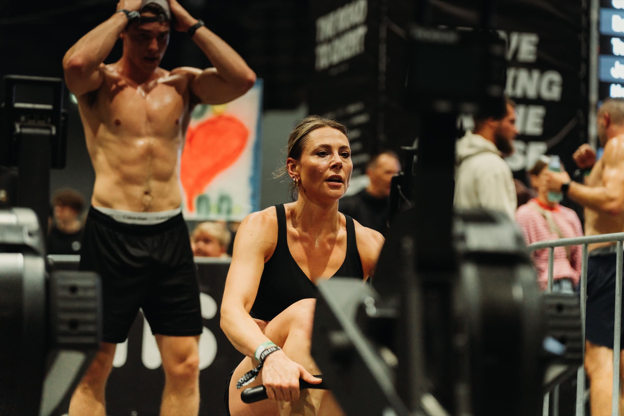 A TYRUN athlete on the rower mid-race